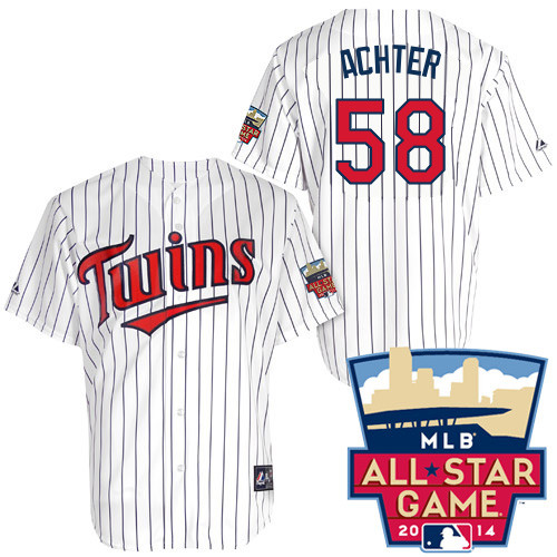 A-J Achter #58 Youth Baseball Jersey-Minnesota Twins Authentic 2014 ALL Star Home White Cool Base MLB Jersey